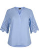 Skjortebluse med engelsk broderi og 3/4-ermer, Serenity, Packshot image number 0