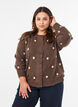 Cardigan med et prikkete m&oslash;nster, Brun, Model image number 0