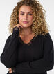 Viskose bluse med blonder og V-hals, Svart, Model image number 3