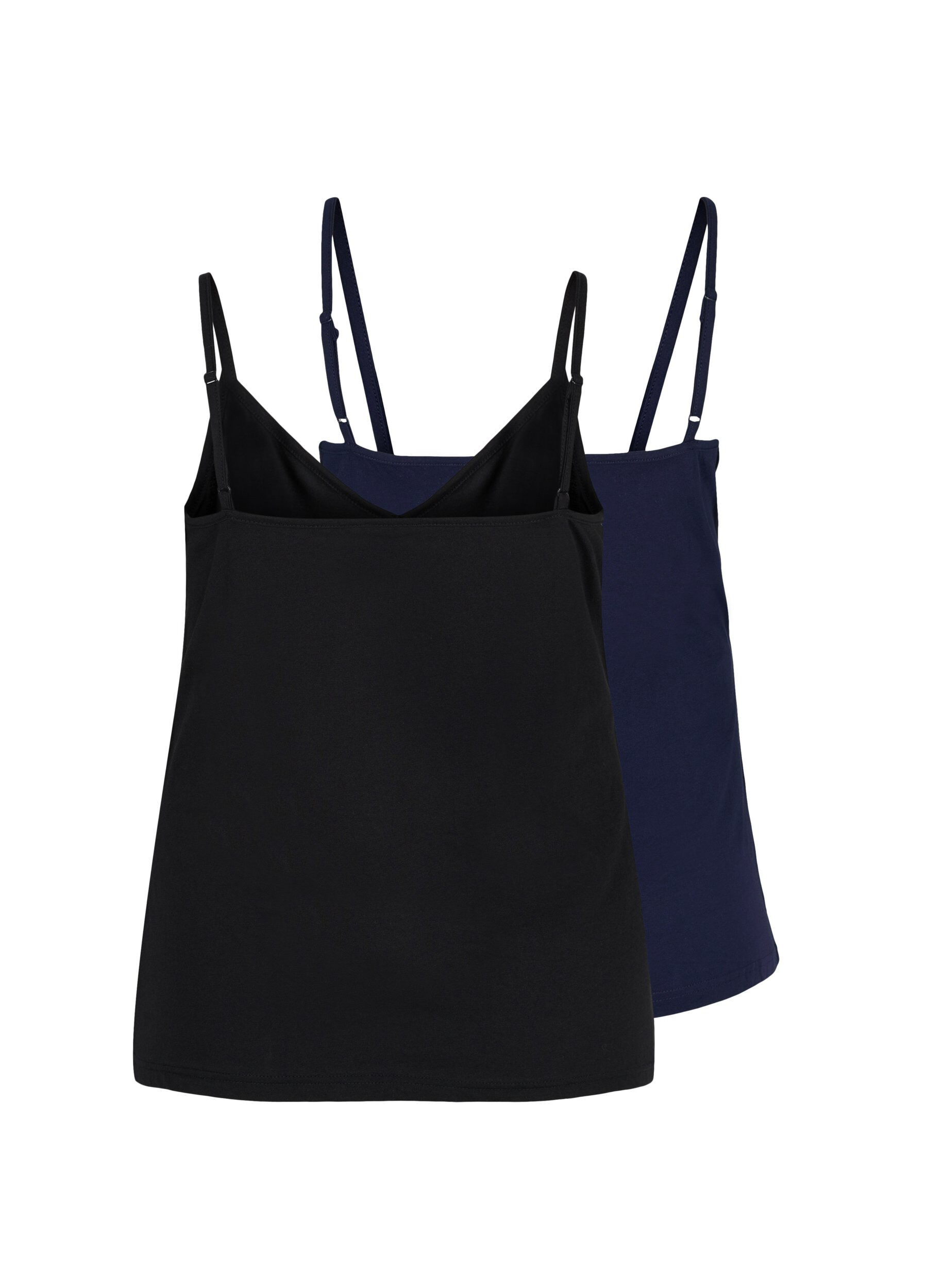 Zizzi Basistopp i bomull, 2 stk., Black/Navy B, Packshot image number 1