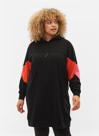 Kjole med colorblock og lommer, Black, Model