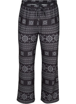 Mønstrete pysjamasbukse med knyting, Black AOP, Packshot image number 0
