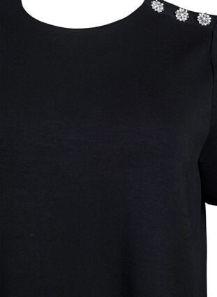 Zizzi Kortermet bluse med knappestolpe, Svart, Packshot image number 2