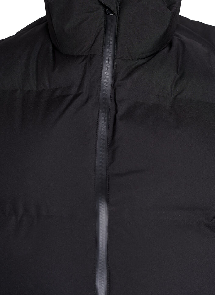 Kort puffvest med h&oslash;y krage, Svart, Packshot image number 2