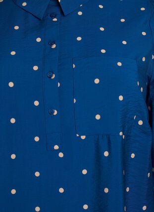 Zizzi Kort kjole med krage og brystlomme, Blå, Packshot image number 2