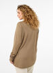 Bluse med broderidetaljer og lange ermer, Brun, Model image number 2