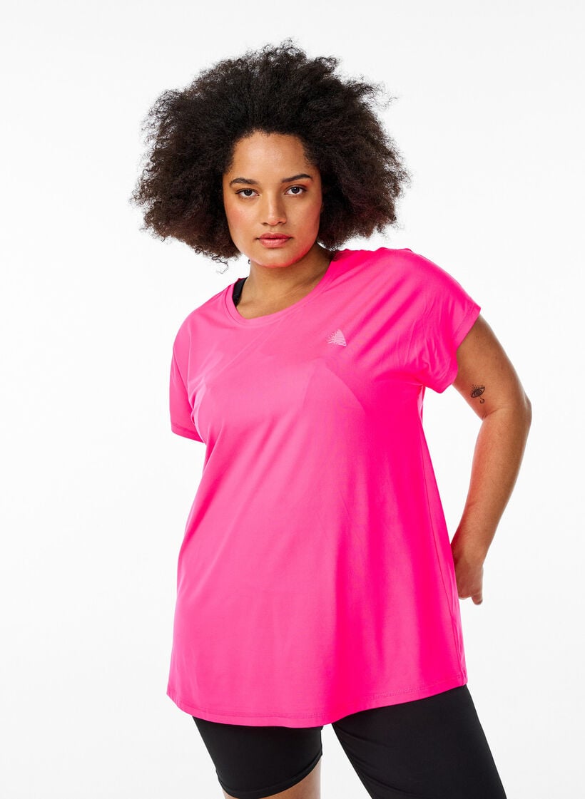 Ensfarget trenings-T-skjorte, Rosa, Model image number 0