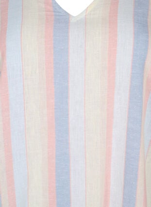 Kort kjole i bomullsblanding med lin, Multi Color Stripe, Packshot image number 2