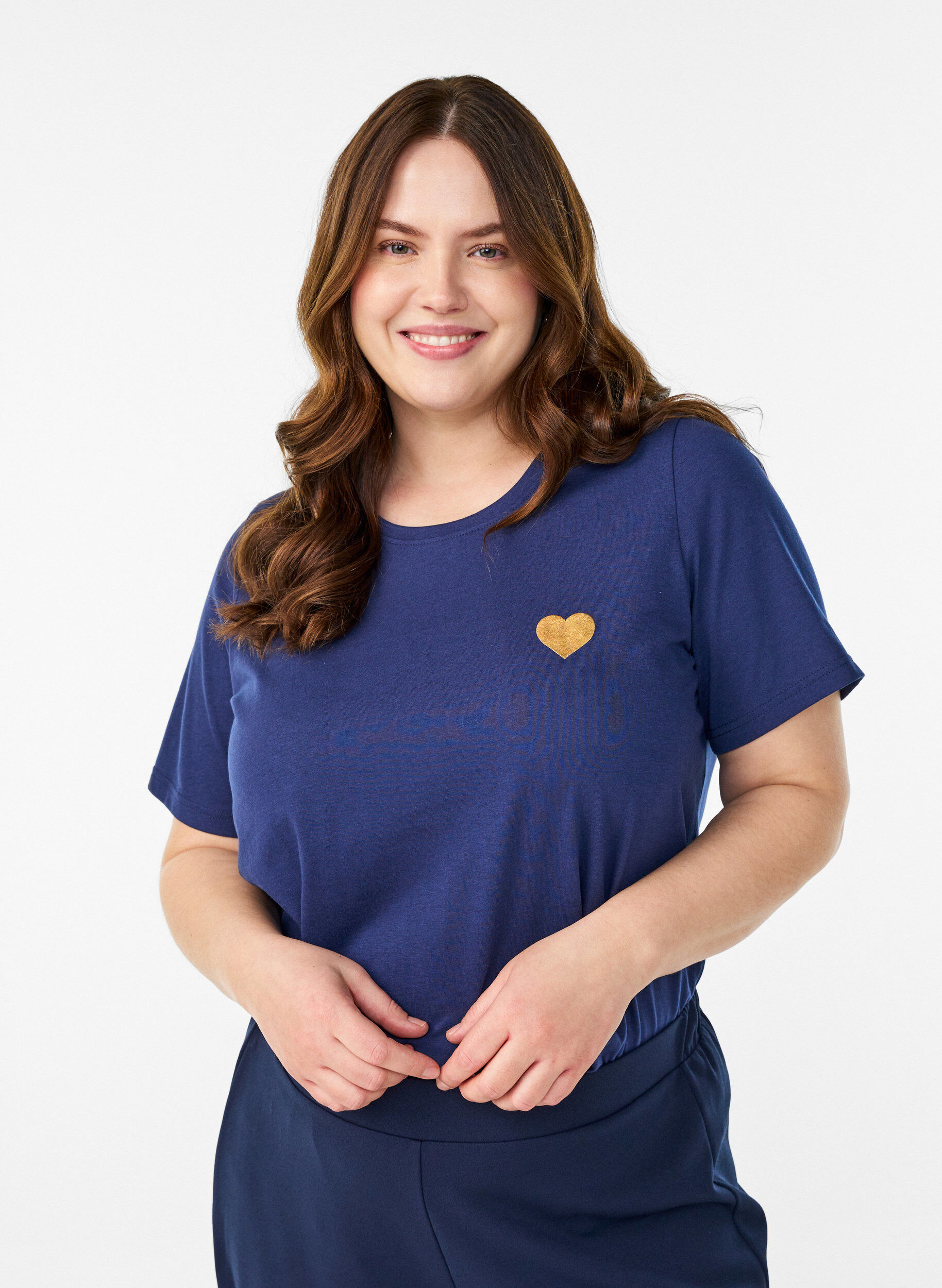 Zizzi T-skjorte med trykk, Bl&aring;, Model image number 0