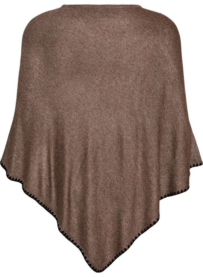 Finstrikket poncho, Brun, Packshot image number 1