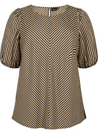 Viskose bluse med stripetrykk og halv ermer