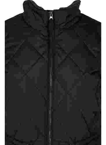 Quiltet jakke med teddy og justerbar midje, Black Comb, Packshot image number 2