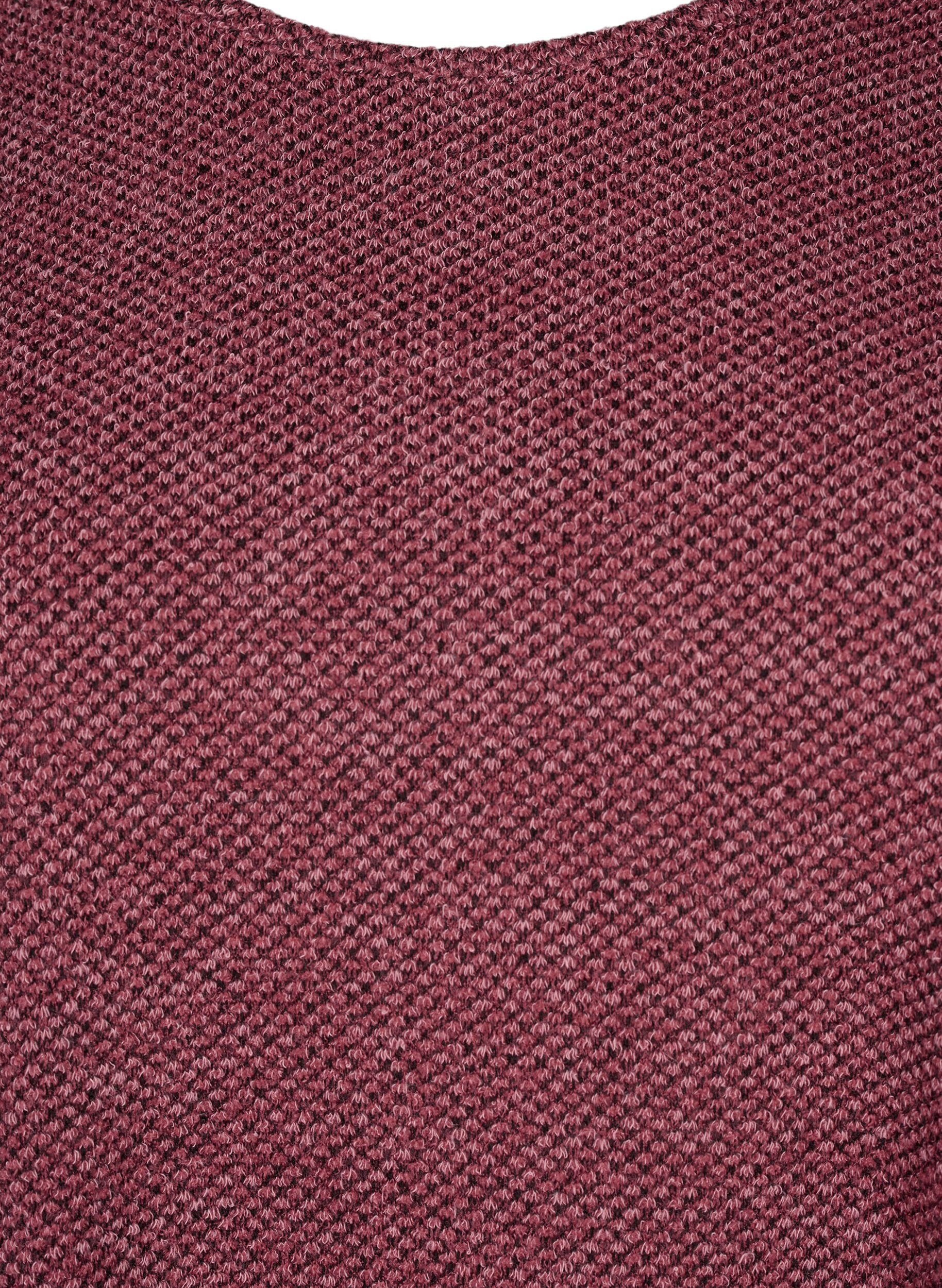 Zizzi Melange Bluse med rund hals og lange ermer, Dry Rose, Packshot image number 2