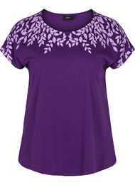 T-skjorte i bomull med mønster, Violet Ind Mel Feath