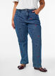 Høy-midje Gemma jeans med broderte detaljer, Blå, Model image number 2