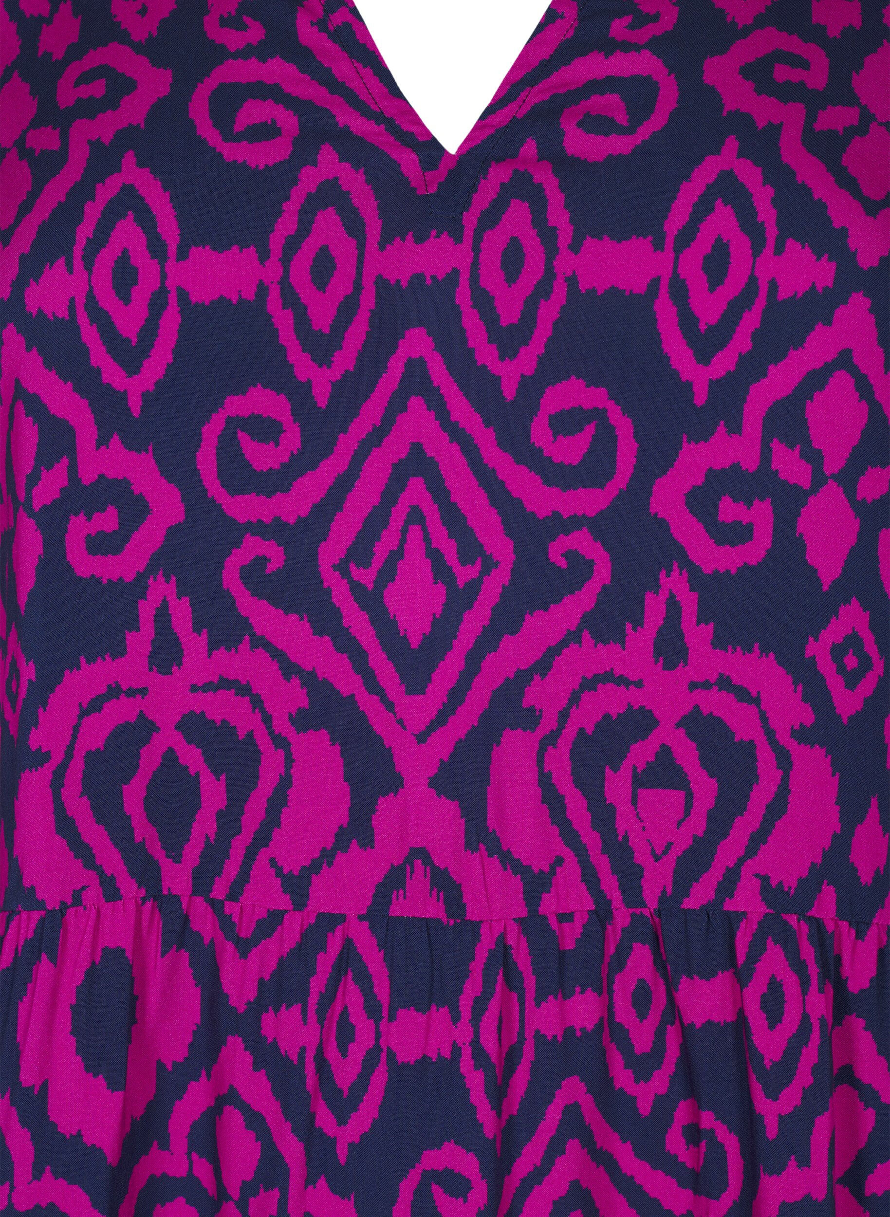 Zizzi Kort kjole med trykk og a-form, Night Sky AOP, Packshot image number 2