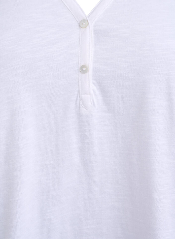 T-skjorte med knappdetalj, Hvit, Packshot image number 2