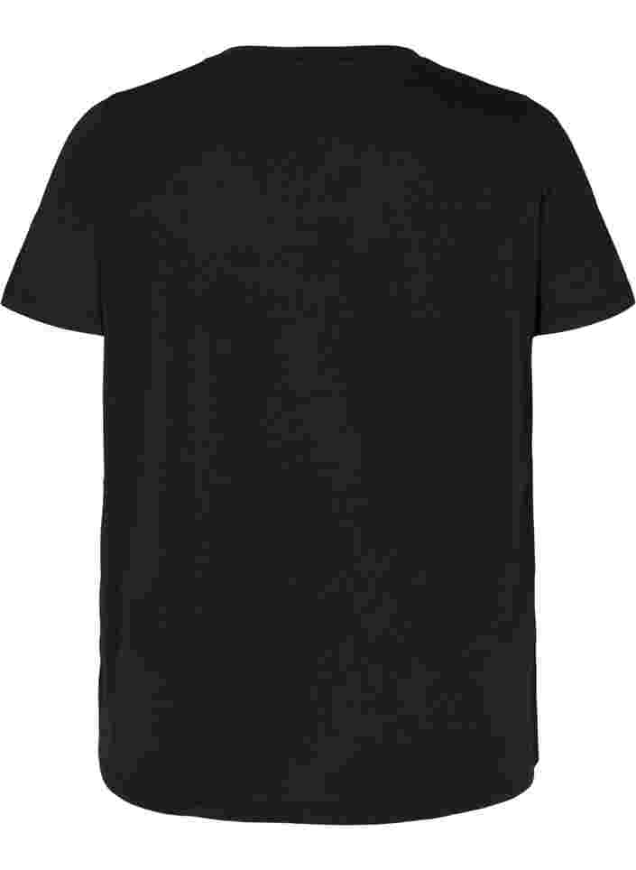 Kortermet t-skjorte med print, Black , Packshot image number 1