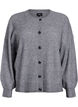 Ribbestrikket cardigan med knapper, Gr&aring;, Packshot image number 0