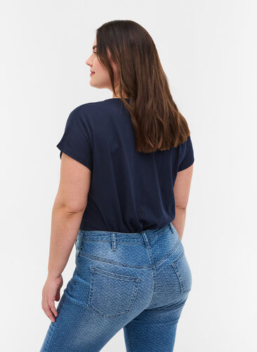T-skjorte i bomullsmiks, Navy Blazer, Model image number 1