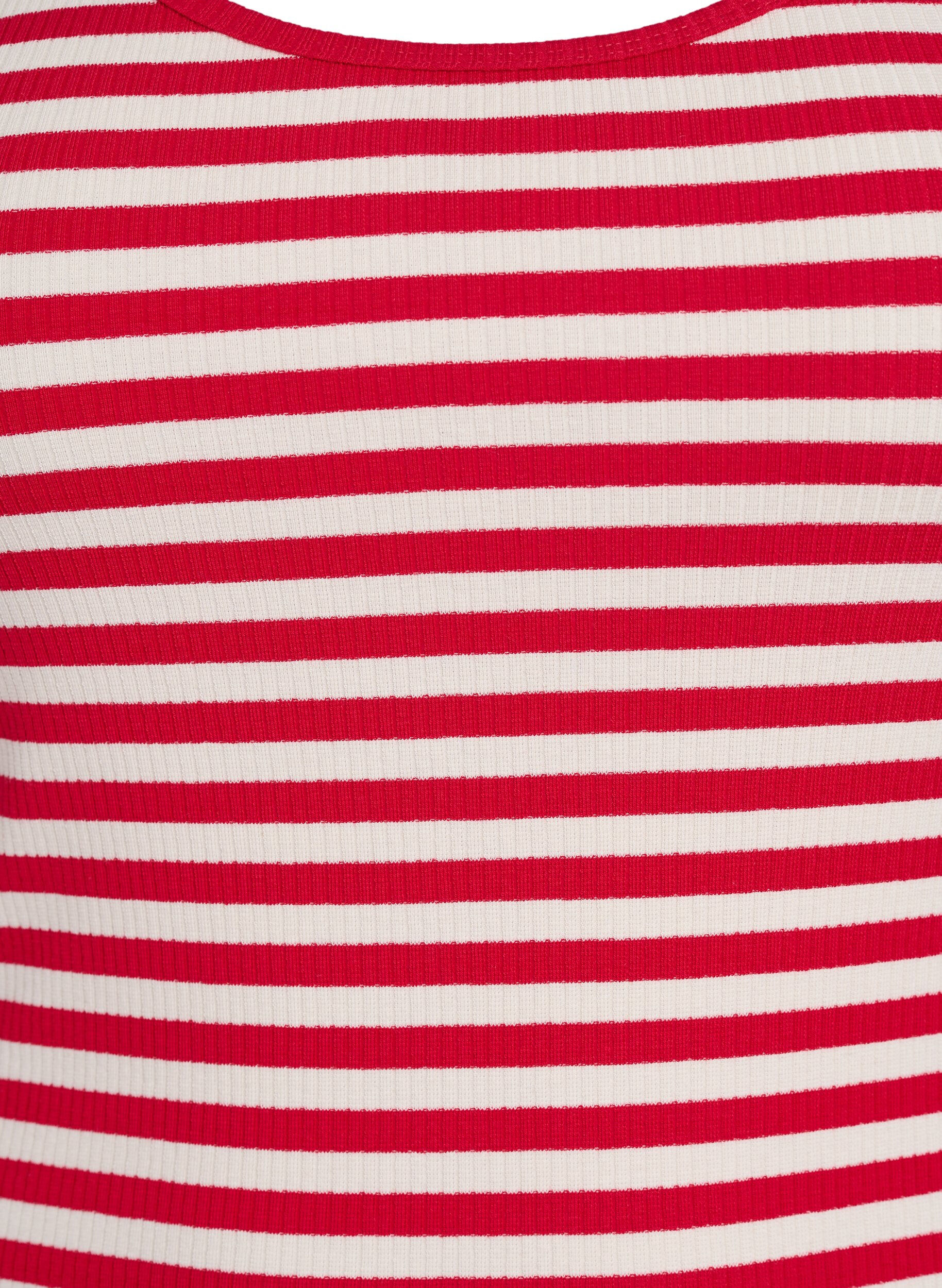 ZizziStripete ribbestrikket singlet, R&oslash;d, Packshot image number 2
