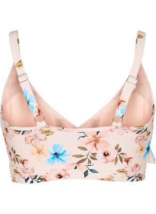 Zizzi Blomstrete bikinioverdel med volangdetaljer, Beige, Packshot image number 1