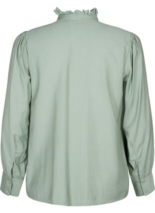 Viscose skjorte Bluse med ruffles, Green Bay, Packshot image number 1
