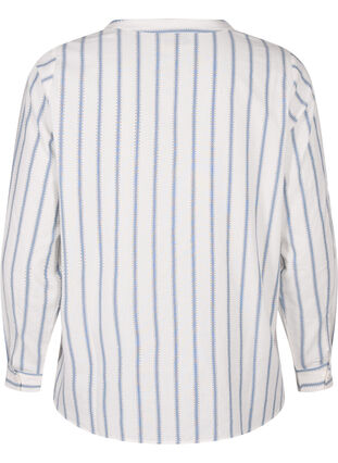Zizzi Stripet bluse med knyteutstyr, Hvit, Packshot image number 1