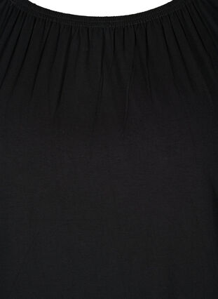 T-skjorte i viskose med strikk, Black, Packshot image number 2