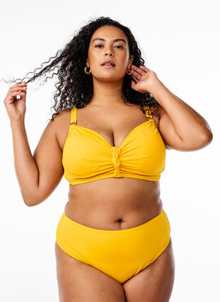 Zizzi Brazilian bikinitruse med normal midje, Gul, Model image number 0