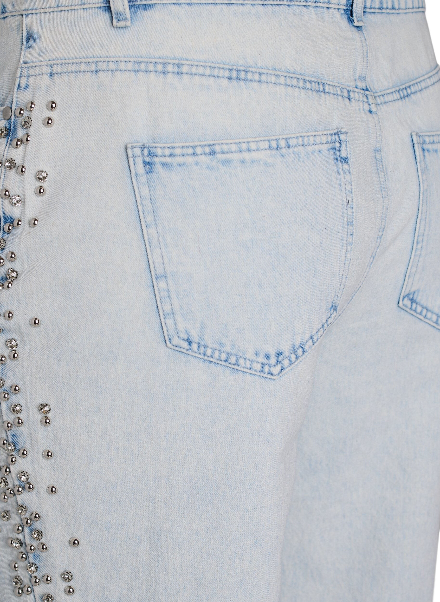 Zizzi Kiana jeans med dekorative detaljer langs sidene, Bl&aring;, Packshot image number 3