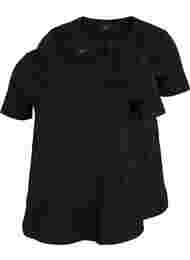 Basis T-skjorter i bomull, 2 stk., Black/Black