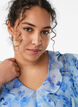Chiffonkjole med blomsterprint, volanger og lange ermer, Bl&aring;, Model image number 2