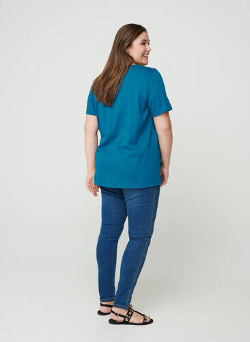 Kortermet t-skjorte med print, Blue Coral, Model image number 1