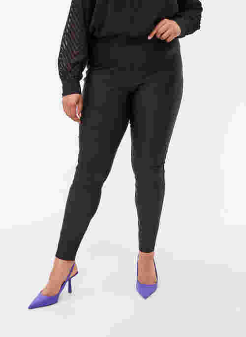 Skinnende leggings med 7/8-lengde og baklommer, Black, Model