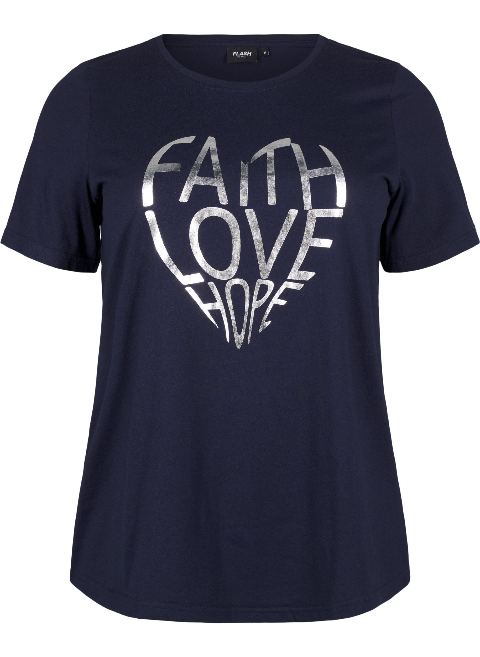 Zizzi FLASH - T-skjorte med motiv, Navy B. Silver Faith, Packshot image number 0