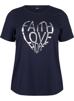 Zizzi FLASH - T-skjorte med motiv, Navy B. Silver Faith, Packshot image number 0