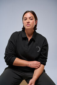 Sweatshirt med polodetaljer,  Sweatshirt med polodetaljer, , Model