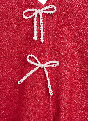 Zizzi Strikkekardigan med perleknapper, Karanda Red Melange, Packshot image number 2