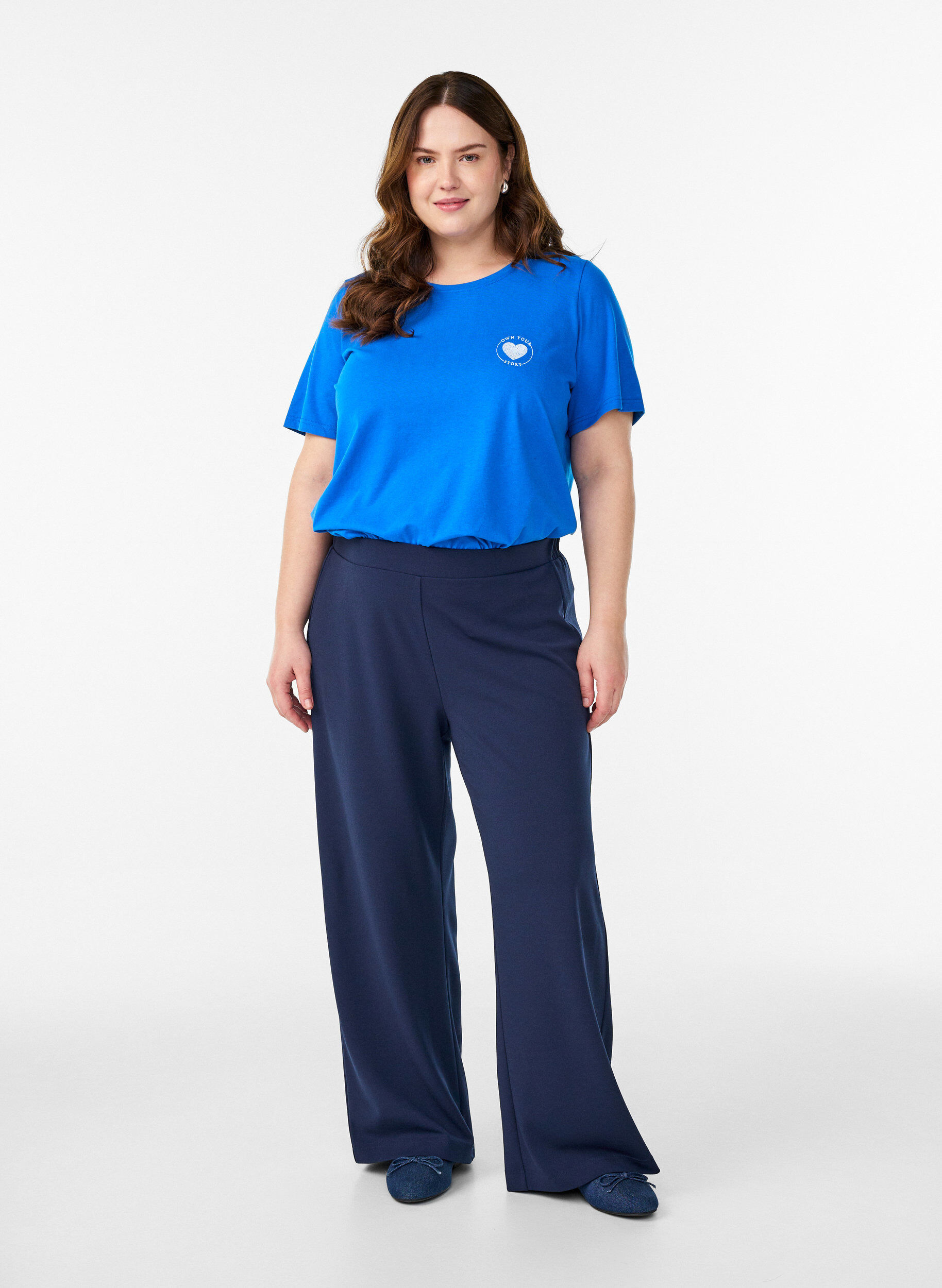 Zizzi FLASH - T-skjorte med trykk, Bl&aring;, Model image number 1