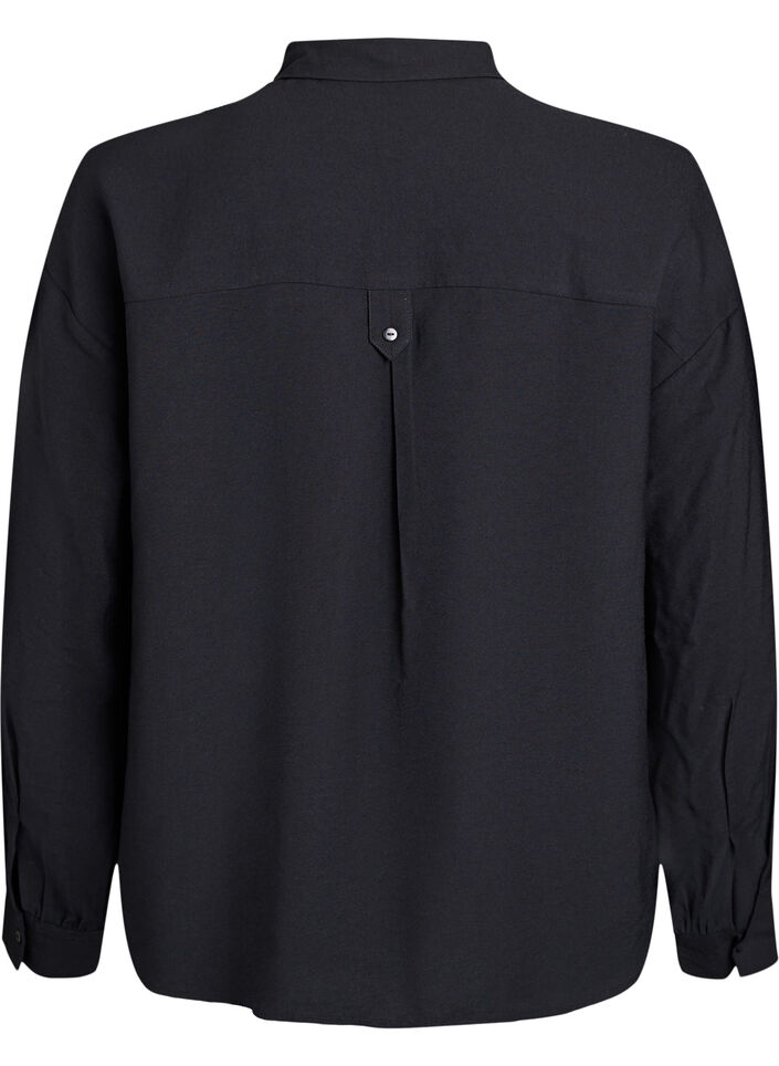 Skjortebluse med knappedetalj bak, Svart, Packshot image number 1