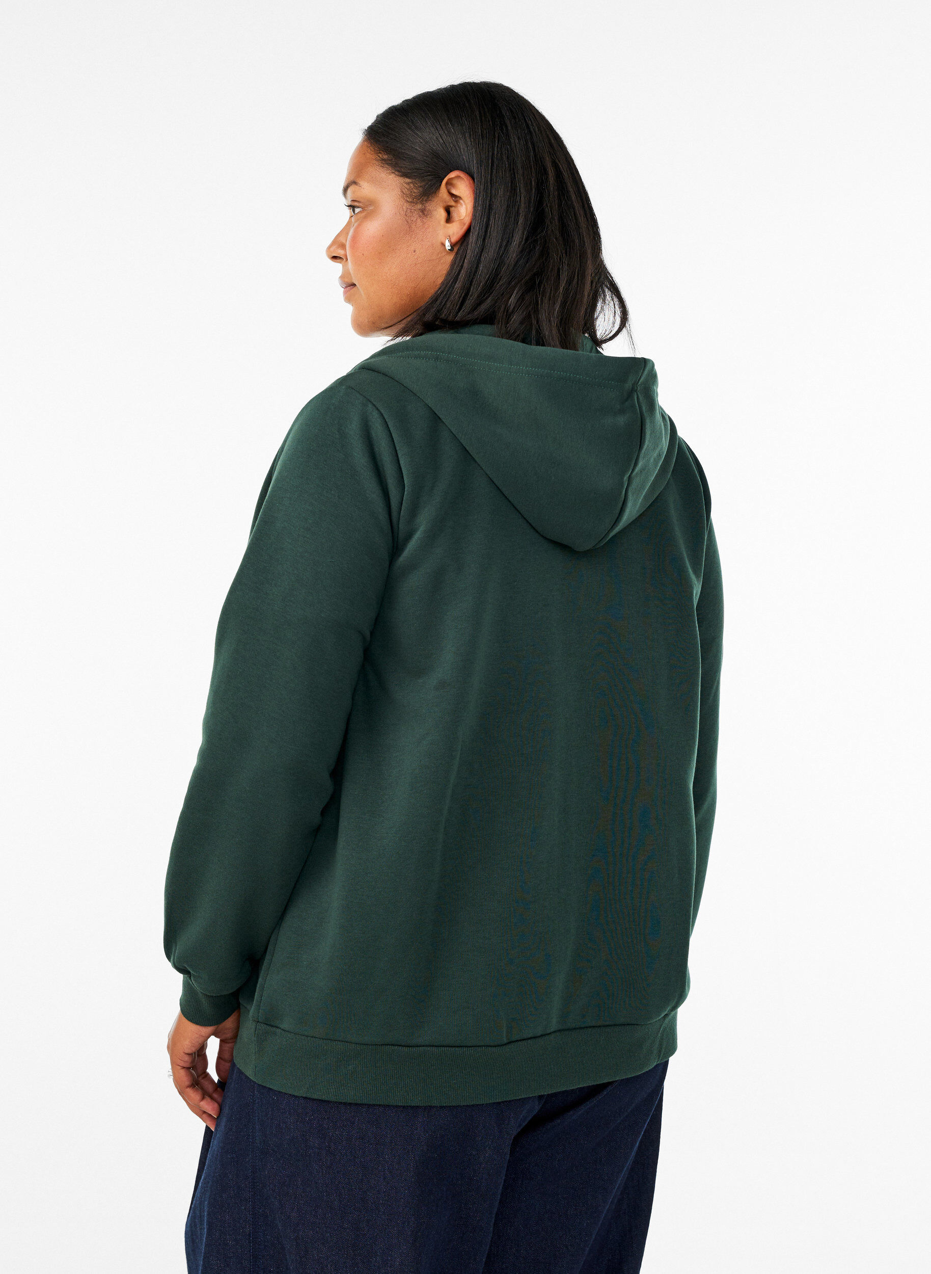 ZizziHettegenser med glidel&aring;s og lommer, Gr&oslash;nn, Model image number 2