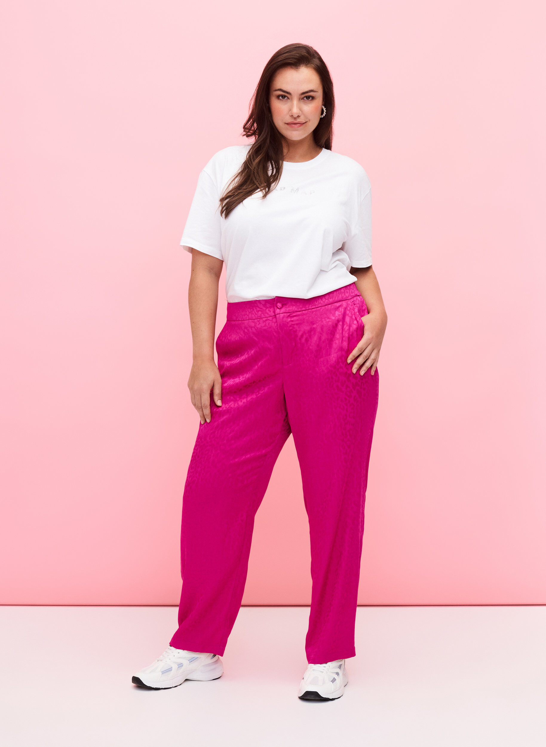 Zizzi T-skjorte i &oslash;kologisk bomull med similisteiner, White, Model image number 2