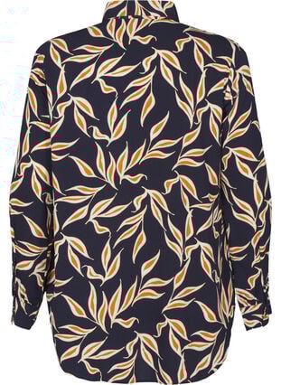 Zizzi Prikkete skjorte med krage, Ev. Blue w. Leaf AOP, Packshot image number 1