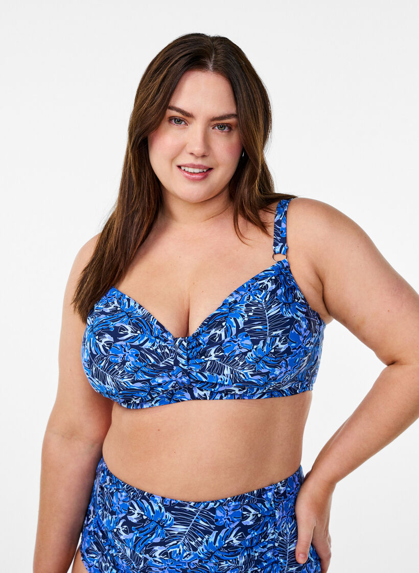 Bikinioverdel med b&oslash;yle og m&oslash;nster, Bl&aring;, Model image number 0