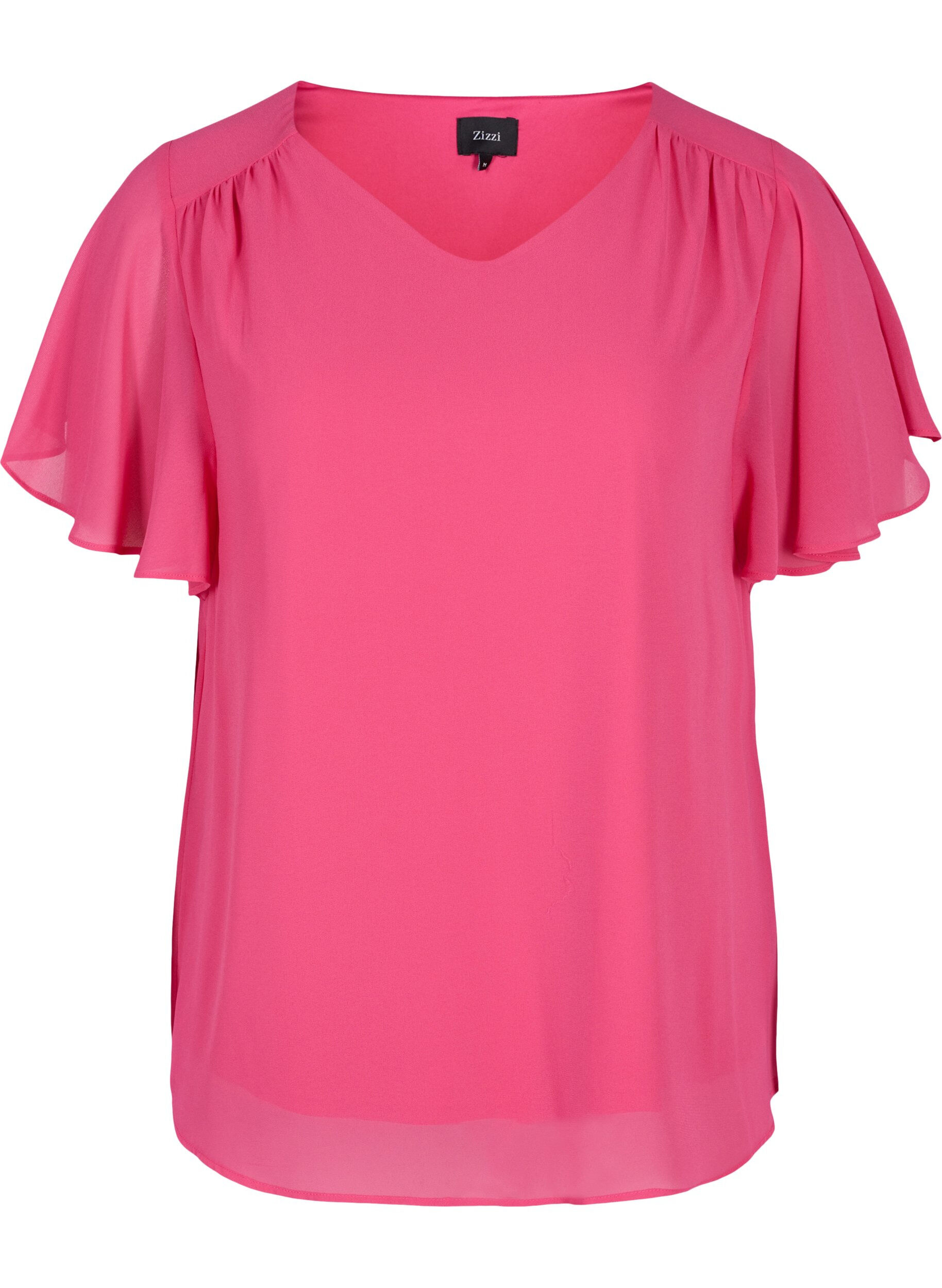 Zizzi Bluse med korte ermer, Magenta, Packshot image number 0