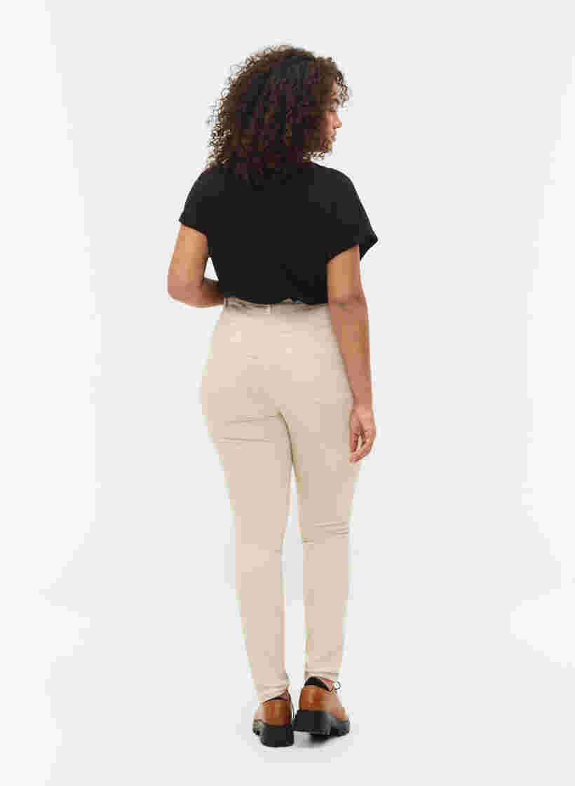 Amy jeans med høyt liv og utrolig slim fit, Oatmeal, Model image number 1