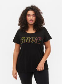 T-skjorte til trening med trykk, Black w. Raise, Model
