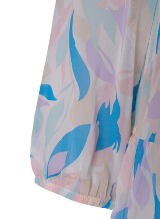 Tunika med blomstermønster og lurex, White/Pastel Leaf, Packshot image number 3