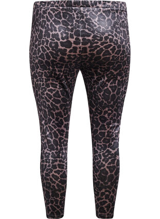 Zizzi Velourleggings med leopardmønster, Brun, Packshot image number 1